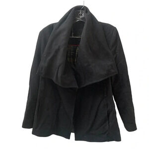 Ted Baker Black Virgin Wool Drape Wrap  Coat